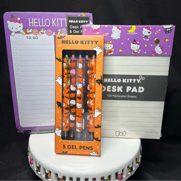 Sanrio Hello Kitty Halloween Purple Candy Witch Skeleton 3 Piece Stationary - Picture 1 of 10